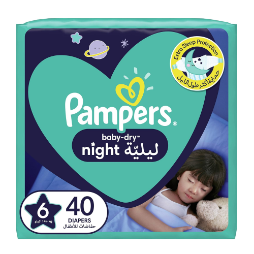 حفاضات بيبي دراي الليلية للاطفال مقاس 6 وزن 14-15...