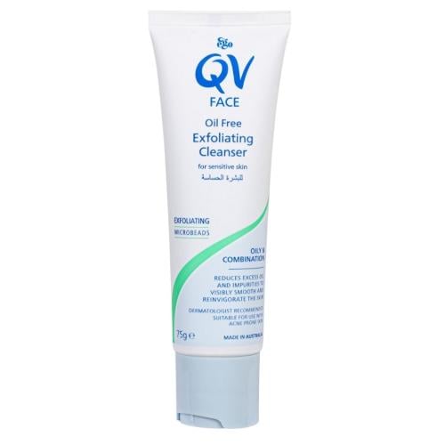 غسول QV المقشر للوجه خالي من الزيوت 75 جم