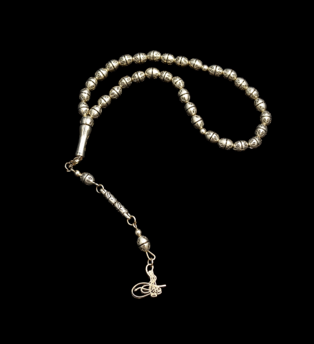 Rosary made of chrome, plated with silver, 33 piec...