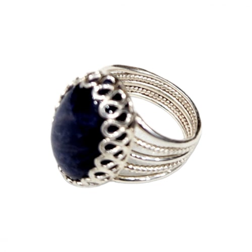 خااتم فضه ياقوت ازرق طبيعي جبلي (زفير ازرق جبلي )