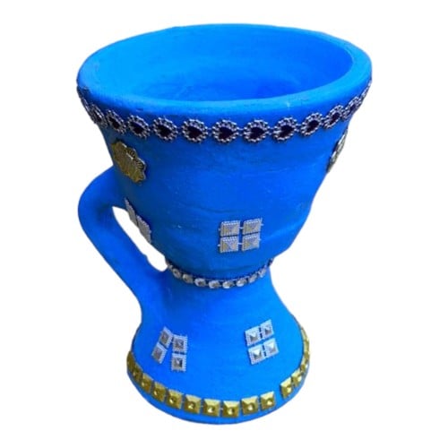 مدخنة فخّار زرقاء مبخرة