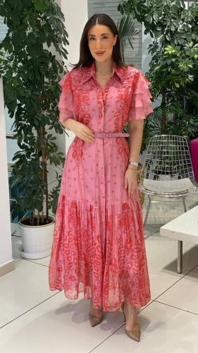 فستان بولين شيفون حرير فوشي