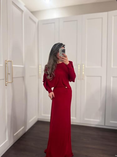 فستان جيرسي شيري ريد