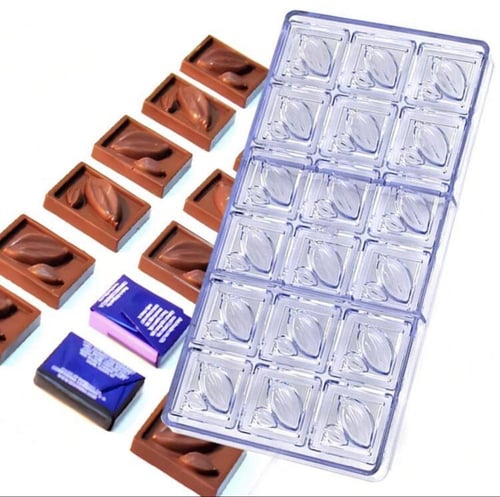 قالب شوكولاتة اكريليك مربع ببذور الشوكولاتة