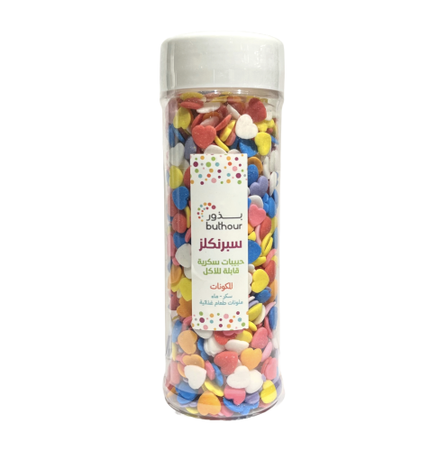 مزينات حلا قلوب قابل للاكل 100جم ملون