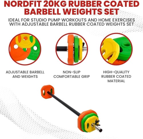 مجموعة اوزان 20kg + بار بطول 140سم