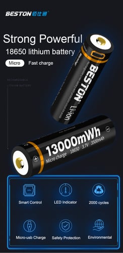 بطارية بيستون 3.6 فولت 18650 USB ليثيوم قابلة للشح...