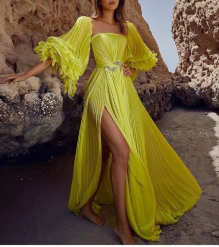 فستان سهره طويل ريش