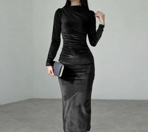 فستان مخمل ميدي