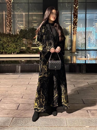 عباية شيفون مخمل(L9)