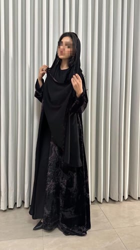 عباية مخمل شيفون(L7)