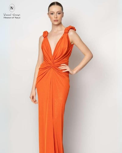فستان لاميه سهره لون برتقالي