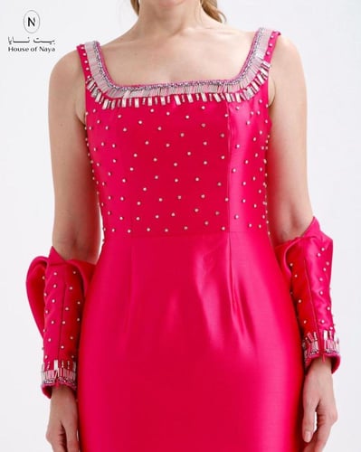 فستان تفتة فوشيا