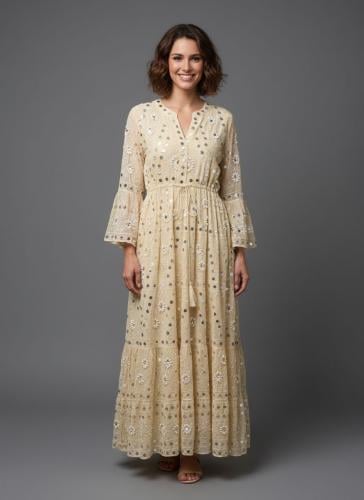 فستان لينين تطريز