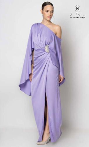 فستان كريب موف فاتح بكريستال على الخصر- بيت نايا