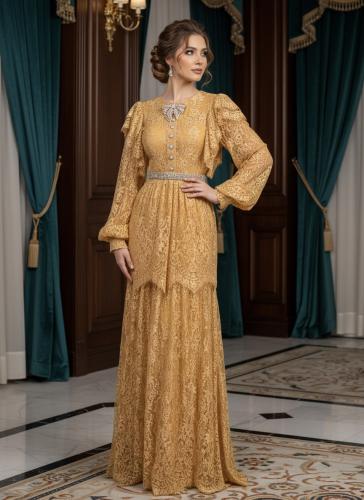 فستان دانتيل فرنسي ماسترد