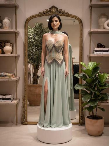 فستان تيفاني مع فست ملون و شال