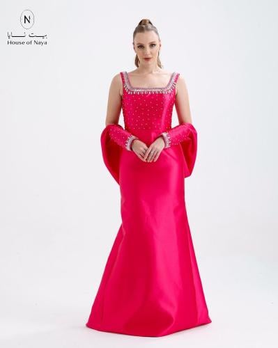 فستان تفتة فوشيا