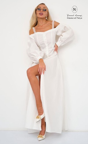 فستان تفتا على قطن ايطالي - بيت نايا