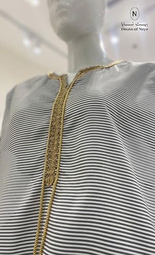 ثوب قطن ابيض واسود - بيت نايا