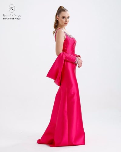 فستان تفتة فوشيا