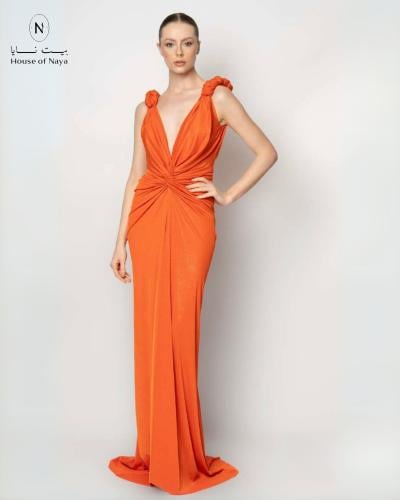 فستان لاميه سهره لون برتقالي