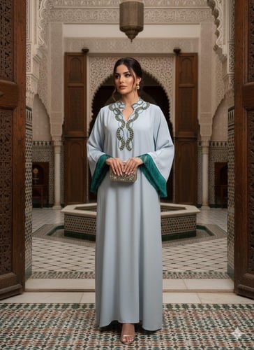 ثوب حرير مطرز