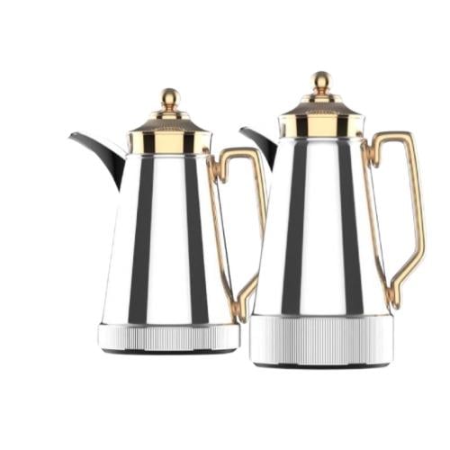طقم ترمس شاي قهوة كروم مذهب