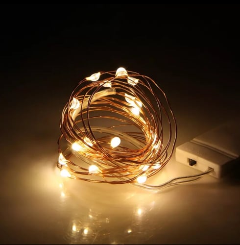 سلك أضواء للزينة 2متر أصفر مع بطارياته