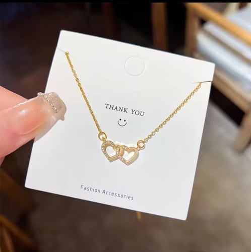 سلسال قلبين متداخلين أنيق