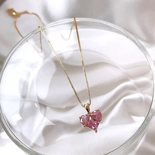 قلادة قلب وردي راقيه