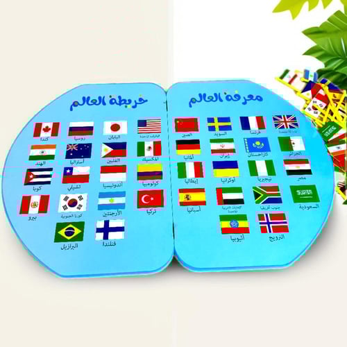 لعبة خريطة العالم اللوحية مع الاعلام