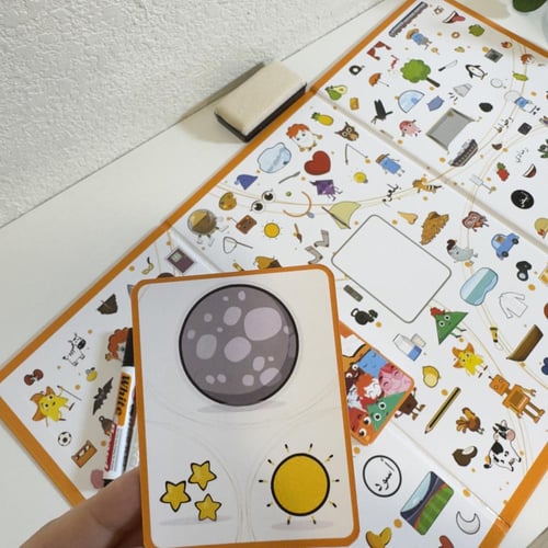 وسيلة كلمات ورسومات لعبة لوحية لتعليم المفردات