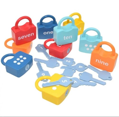 لعبة منتسوري الاقفال ، الارقام الانجليزية