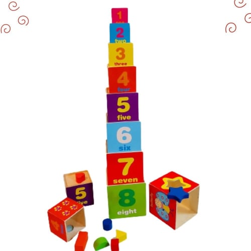 لعبة برج المكعبات الخشبي