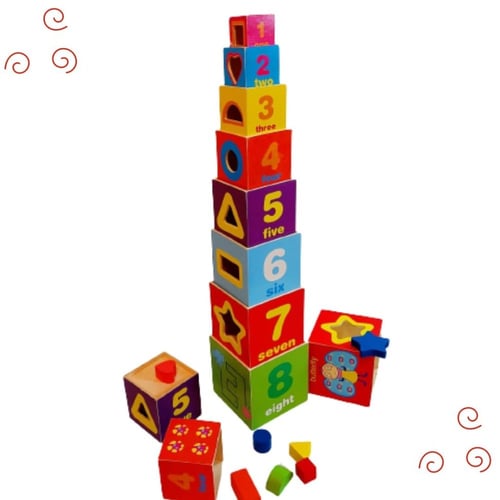 لعبة برج المكعبات الخشبي