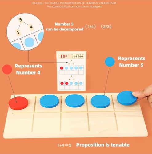 لعبة منتسوري تعلم الارقام والرياضيات الخشبية