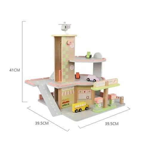 لعبة مواقف السيارات الخشبي متعدد الطوابق