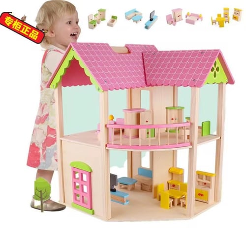 بيت دمى خشبي ثلاثة ادوار