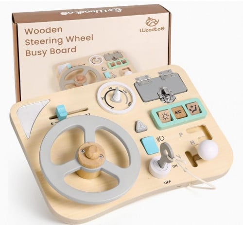 لعبة مونتيسوري عجلة القيادة الخشبية