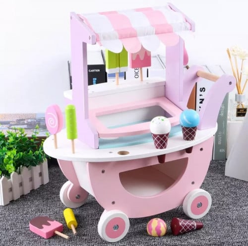 عربة الحلوى والايس كريم الخشبية