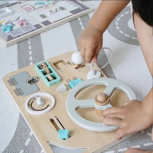 لعبة مونتيسوري عجلة القيادة الخشبية