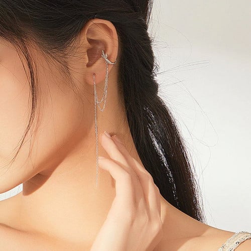 حلق راقي غير متماثل من الفضة الاسترليني عيار 925 م...