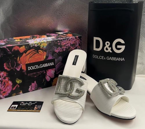 سليبر كعب ابيض /فضي موديل 16794