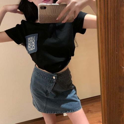 طقم قطعتين اسود /تنورة جينز موديل 1323