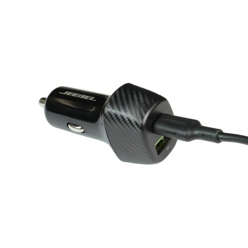 شاحن سيارة سريع 38 واط بمنفذين USB و USB-C مع كابل...