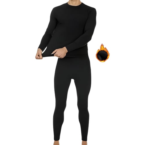 ملابس داخلية حرارية رجالية مبطنة بالصوف طبقة أساسي...