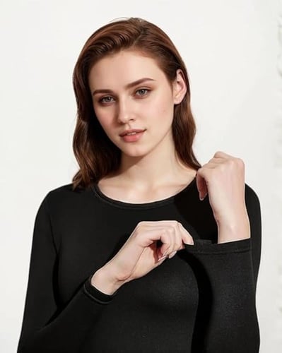 ملابس داخلية حرارية نسائية مبطنة بالصوف طبقة أساسي...