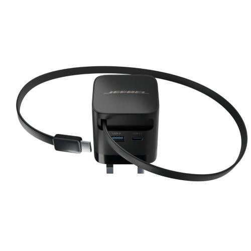شاحن جداري سريع JEEBEL GaN 65 واط بمنفذين USB-A و...