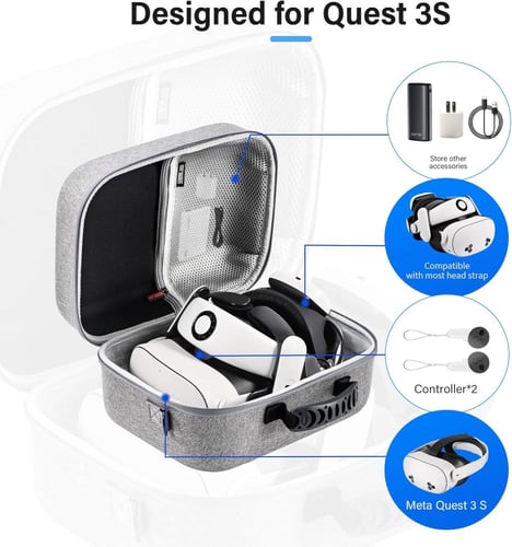 حقيبة حمل كبيرة متينة لسماعة Meta Quest 3S و Quest...